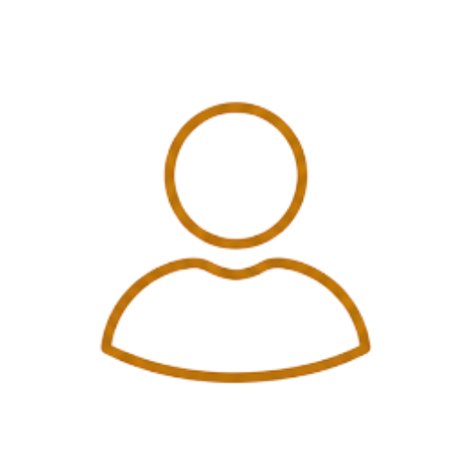 Orange outline user avatar on black background