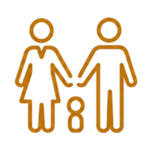 Orange outlined family icon with child